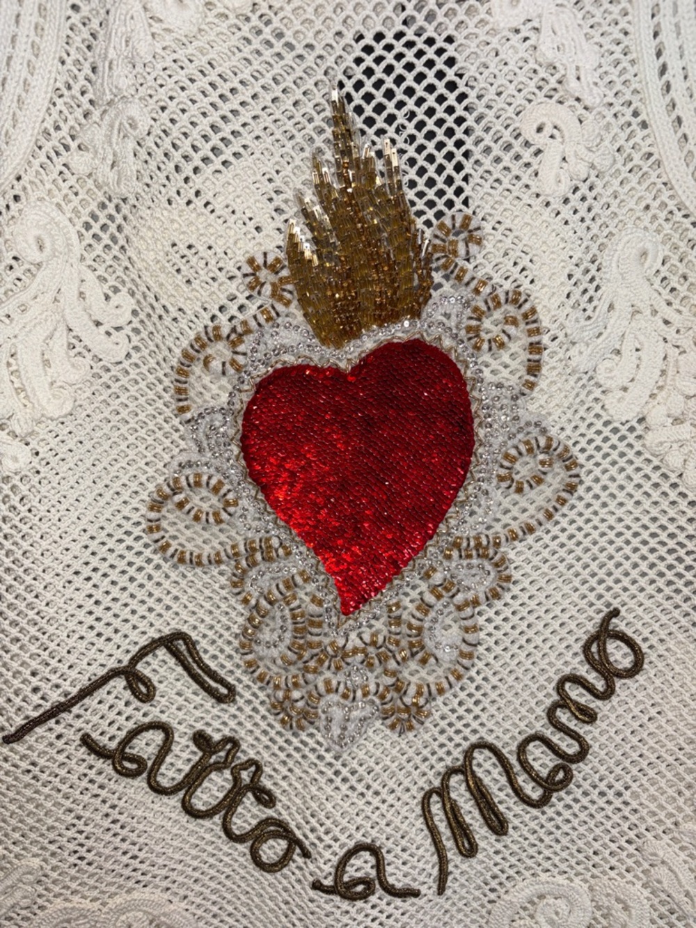 Dolce & Gabbana Crochet Mini Dress /Top Red Heart & Gold Embellishment 💥Runway💥 - Picture 16 of 17